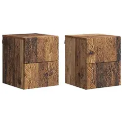 vidaXL Wandmontierter Nachttisch 2er Set Altholz 34,5 x 33 x 40 cm