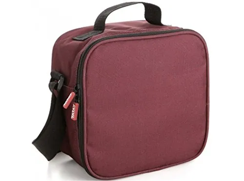 TATAY Kühltasche Klein - Urban Food Casual 3L | 4 Behälter: 2x0,5L + 2x0,2L | Wasserdicht | Dreifach-Isolierung | Halbsteifes Gehäuse | Innentasche | 22,5x10x22 cm, Burgunderrot