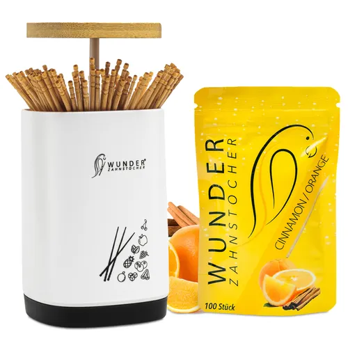 Wunder Zahnstocher Zahnstocher mit Geschmack Zimt/Orange + Zahnstocherspender