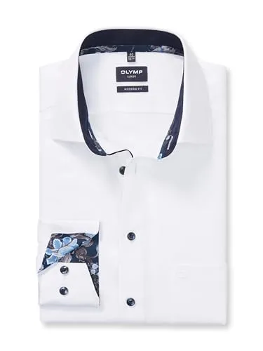 OLYMP Businesshemd Luxor modern fit New-Kentkragen weiß 43 - Business- & Abendmode für Herren, aus 100% Baumwolle, pflegeleicht und ideal für einen eleganten Auftritt im Büro oder bei besonderen Anlässen.