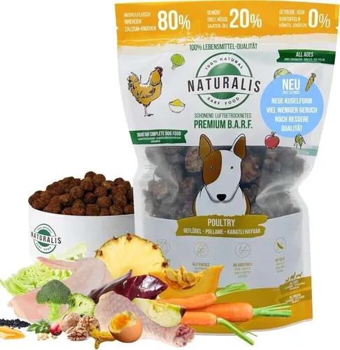 Naturalis 500g Trockenbarf Hund 80% Huhn getreidefrei ohne Zusätze 100%natürlich
