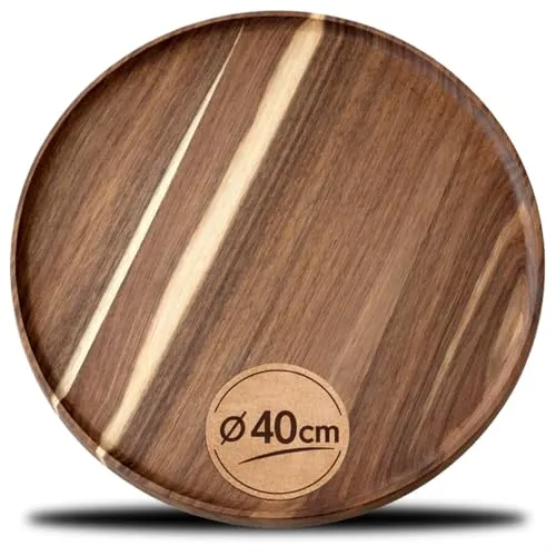 com-four® Tablett aus Akazienholz Ø 40 cm - Serviertablett