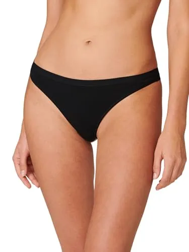 Schiesser Damen 2 Pack String Bio Baumwolle - 95/5 Organic Unterwäsche, Schwarz_174293, 40 EU