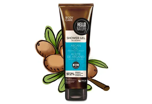 P-Beauty Cosmetic Accessories Duschgel Duschbad Herren Damen Shower Gel mit Arganöl Bio Vegan Hello Nature, 1-tlg., Duschgel, Körperpflege, Hautpflege, Hello Nature