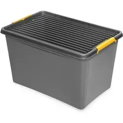 Kreher Aufbewahrungsbox 'Solid Box' aus Kunststoff mit Deckel und Rollen (60 Liter Volumen)