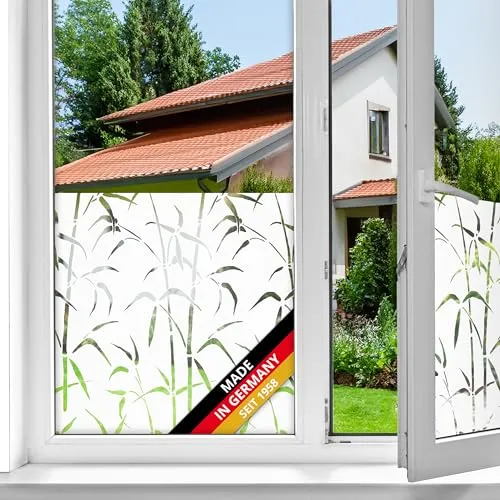 d-c-fix Fensterfolie Bamboo - 67,5 cm x 2 m – selbstklebende Sichtschutzfolie mit modernem Muster für Glasflächen – selbsthaftend, blickdicht, dekorativ