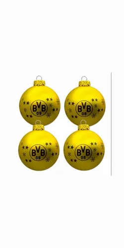 Borussia Dortmund Weihnachtskugel Set - 4 Stück - Offizielles BVB Weihnachtsbaumschmuck-Set, perfekt für jeden Fan. Setze ein Zeichen für deine Verbundenheit zur Mannschaft und verschönere dein Zuhause mit diesen stilvollen Kugeln.