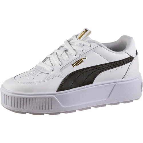 PUMA Karmen Rebelle Damen Sneaker in puma white-black - Stylische Sneaker aus wetterfestem Leder mit ca. 4 cm Plateausohle und optimaler Ventilation durch Perforationen; perfekt für jeden Anlass.