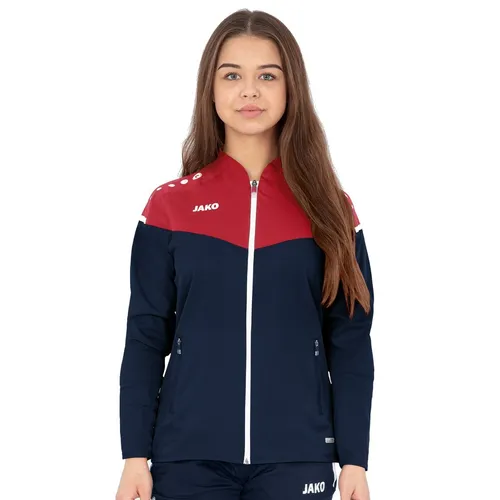 JAKO Präsentationsjacke Champ 2.0 - Damen Größe 38 in Blau - Trainingsbekleidung mit Keep Dry Funktion für optimalen Tragekomfort und stylisches Design, ideal für Teamauftritte und Sportaktivitäten.