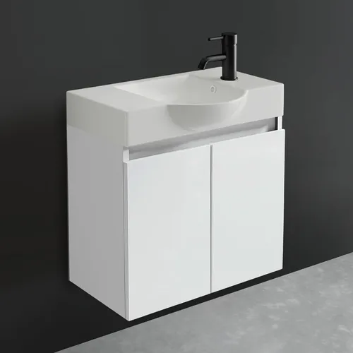 Alpenberger Waschbecken mit Unterschrank 55 cm | Zeitloses Design für kleine Bäder