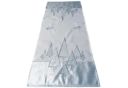 matches21 HOME & HOBBY Tischdecke 40x90 cm Tischläufer weiß edel gestickte Tannenbäume für Weihnachten (1-tlg), Ideal für Advent und Weihnachtsdeko