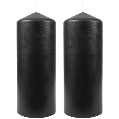 Bestgoodies Wachskerzen (2er Pack) Schwarz Stumpenkerzen Ø6cm x 13,5cm - Kerze in vielen Farben, Lange Brenndauer - Hergestellt in EU - Kerzen Blockkerzen