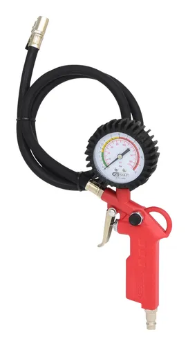 KS Tools Reifendruckprüfer 515.1920 - Multifunktionswerkzeug-Zubehör mit ergonomischem Design für Einhandbedienung und präzisem gummiummanteltem Manometer für genaue Druckmessungen.