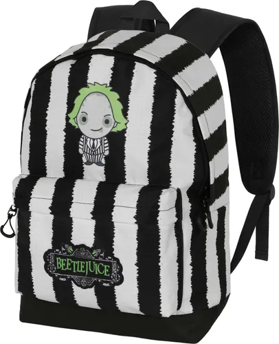 KARACTERMANIA Unisex Fan Hs Rucksack 2.2 Beetlejuice - Tagesrucksäcke mit strapazierfähigem Ripstop-Material, flüssigkeitsabweisend und ideal für Fans. Mit verstellbaren, gepolsterten Schultergurten und einem speziellen Fach für elektronische Geräte.