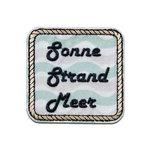 Sonne, Strand, Meer - Aufnäher, Bügelbild, Aufbügler, Applikationen, Patches, Flicken, zum aufbügeln, Größe: 5,4 x 5,5 cm