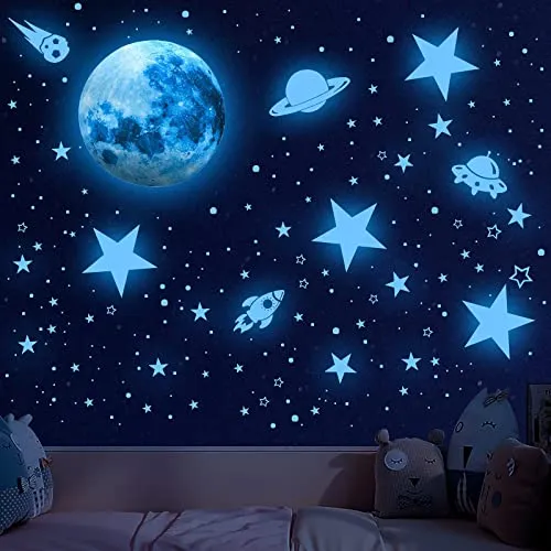 Stück Leuchtsterne Kinderzimmer Sterne Mond Leuchtend Aufkleber Wandsticker Selbstklebend kinder Planeten Sonnensystem Rakete Wand Aufkleber Sternenhimmel Leuchtsticker Schlafzimmer Wandtattoo 603