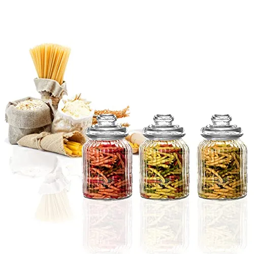 BigDean Vorratsglas 3x Bonbonglas 1,1 Liter Nostalgie Glas Behälter Vorratsdose 19x11cm
