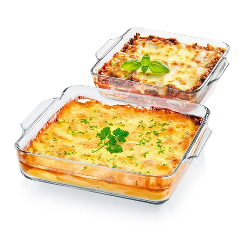 GOURMETmaxx Auflaufform Auflaufform Set für Heißluftfritteuse - Backform rechteckig Glasschale, (2-St), Auflaufform klein - Auflaufform Airfryer & Backofen - Auflaufform Glas