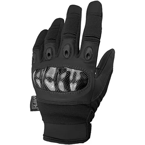 MFH Mission Handschuhe Schwarz Größe XL - Hochwertige Handschuhe für Herren, atmungsaktiv und schnell trocknend. Ideal für Outdoor-Sportarten mit rutschfester Leder-Palm für besten Grip.