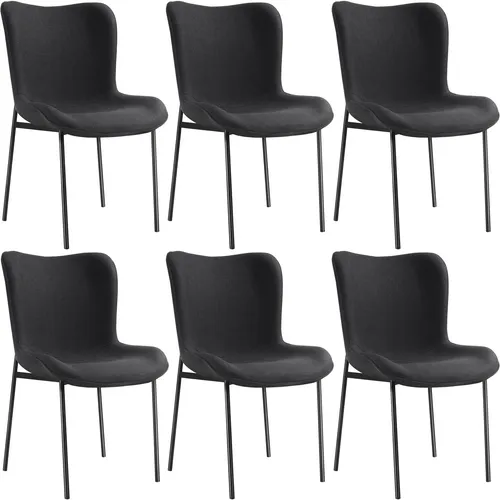 TecTake Polsterstuhl Tessa - 6er Set in Schwarz - Elegantes 6er Set Esszimmerstühle mit pflegeleichtem Webstoff, ergonomischem Design und bequemer Polsterung für optimalen Sitzkomfort. Ideal für stilvolle Essbereiche.