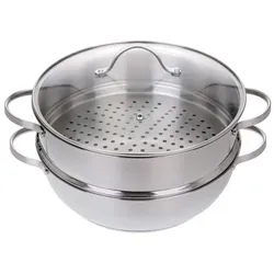 GRÄWE Topf mit 2 Dampfeinsätzen und Glasdeckel von GRÄWE