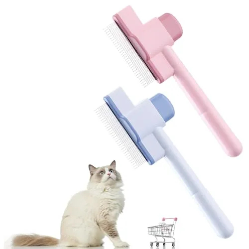 Stück Fellblitz Bürste, Selbstreinigend Bürste für Lang und Kurzhaarpflege, Fellblitzbürste, Ein Knopf Reinigung zum Entfernen von Verfilztem, Krausem Tierhaar 2