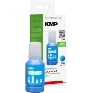KMP Nachfülltinte für Canon GI56C Cyan - 135 ml, 14.000 Seiten Reichweite, ideal für Maxify GX-Serie