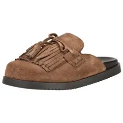 STEVE MADDEN Pantoletten aus Veloursleder in Braun - Größe 39 EU - Moderne Pantoletten in Größe 39 aus hochwertigem Veloursleder, ideal für lässige Anlässe. Der bequeme Blockabsatz und das weiche Innenmaterial sorgen für hohen Tragekomfort.
