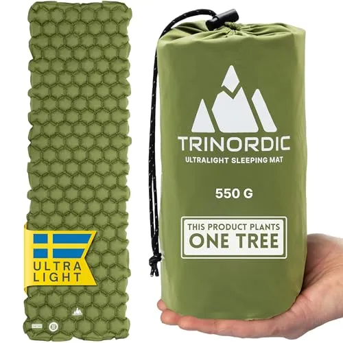 TRINORDIC 550g Ultraleichte Aufblasbare Isomatte – Kleines Packmaß, Ideal für Wandern & Bikepacking