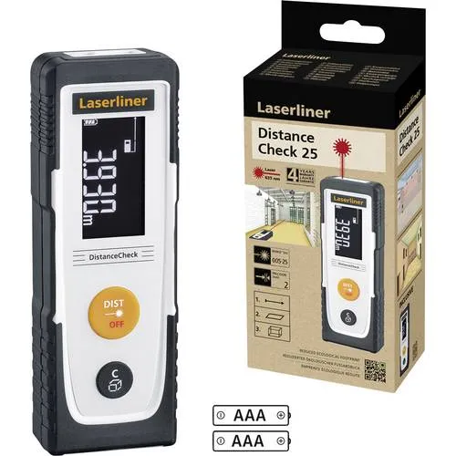 Laserliner DistanceCheck Laser-Entfernungsmesser 25 m - Messgeräte für präzise Längen-, Flächen- und Volumenmessungen, ideal zum Erfassen von Raumgrößen und für exakte Materialkalkulationen.