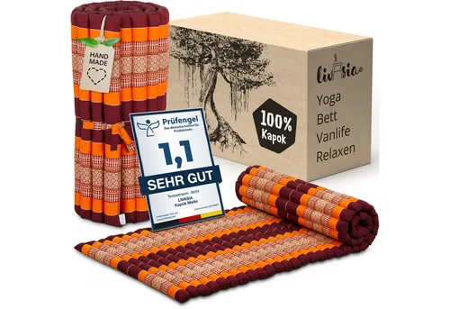 Reisebett-Matratzen Rollmatte 75 cm breit, vegan und handgefertigt, 200x75x4,5cm, livasia, 4.5 cm hoch, Kapok