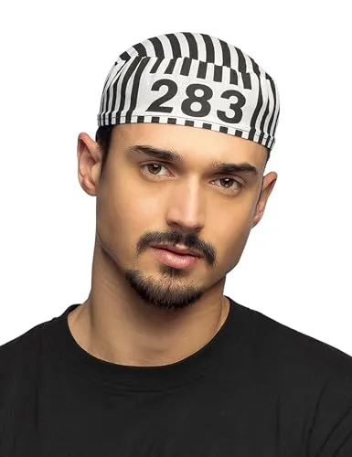 Boland 93900 Mütze Gefangener Schwarz-Weiß (Sortierte Größe)