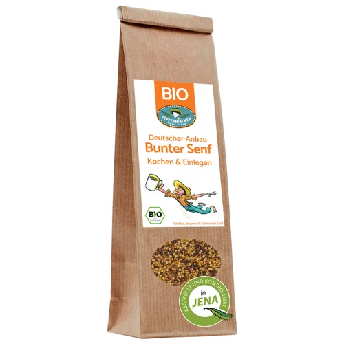 BIO Bunter Trio Senf 500g - Deutscher Anbau - Schwarze & Braune & Gelbe Senfkörner Mix - Würzen Senfherstellung Gründünger - PEPPERMINTMAN