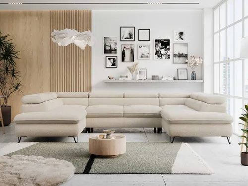 MKS MÖBEL Ecksofa PETER U, Set, Ecksofa U-Form, Wellenfedern, HR35-Schaum, form, Sofa big XXL, Bettkasten, Bettfunktion, Einstellbare Kopfstützen