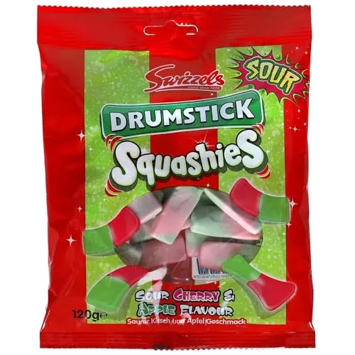 Squashies Drumstick Schaumzuckerware Kirsche & Apfel - 145g - 3er-Packung