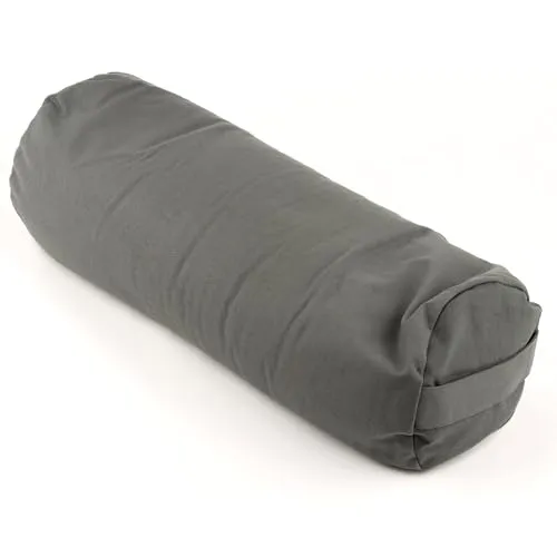 Myga Buchweizen Bolster Kissen | Ergonomisches Yoga- & Meditationskissen | Abnehmbarer Bezug & Natürliche Füllung | Ideal für Entspannung & Support bei Yogaübungen | 63 cm x 25 cm | Grau