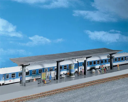 FALLER 120201 Bahnsteig - Modellbahnhof im Maßstab 1:87, ideal für H0-Anlagen, bietet detailgetreue Gestaltung für realistische Szenen.