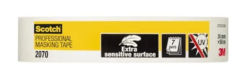 ScotchBlue 2070 Profi Malerband extra sanft für sehr empfindliche Oberflächen, innen, Off-White, 24 mm x 50 m