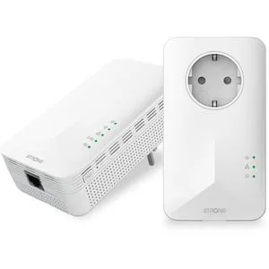 STRONG Powerline WiFi 1000 Duo - 1000 Mbit/s Highspeed WLAN Adapter, nahtlose Internetverbindung bis 300 m Reichweite, integrierte Steckdose und LAN-Anschluss