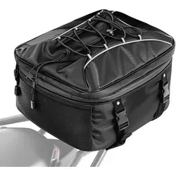 VEVOR Motorradhecktasche Rücksitztasche (22-34 L) mit wasserfester Regenabdeckung, Motorrad-Gepäckaufbewahrung, Gepäckträgertasche mit Riemen & elastischer Kordel, Motorradgepäck Schwarz