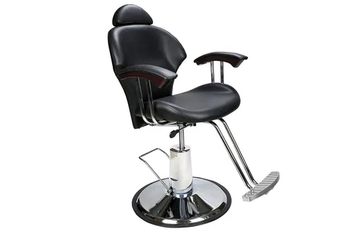 Barberpub Friseurstuhl 8714BK - Hydraulischer Friseursessel in Schwarz - Stuhl für Friseursalons, mit hydraulischer Verstellung für optimale Sitzhöhe und Komfort, aus hochwertigem Kunstleder.