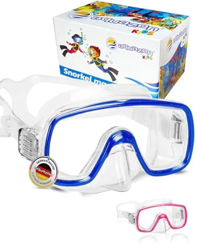 Aquazon Kinder Taucherbrille, Tauchmaske, Tauchermaske Fun, für 3-7 Jahre, blau transparent