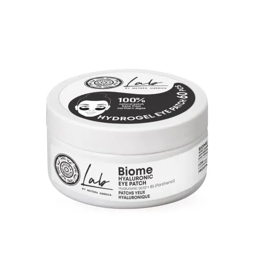 Natura Siberica Lab Biome Hyaluronic Eye Patches – Hydrogel Augenpads mit Hyaluronsäure & Panthenol – Feuchtigkeit Augenpflege gegen Augenringe, Tränensäcke & Falten – Anti-Aging Eye Mask – 60 Stück