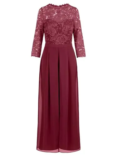 APART Abendoverall Bordeauxrot mit Spitzentop, Größe 34 in rot von APART Fashion