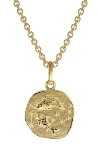 trendor Kette mit Anhänger für Kinder Fische Gold 333 - Goldkette für Kinder mit Tierkreiszeichen-Anhänger Fische, aus 333 Gold und Sterlingsilber 925, ideal als persönliches Geschenk oder Taufgeschenk, Länge 40 cm.