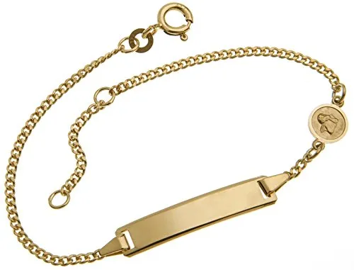 Gravurarmband, ID-Armband für Babys und Kinder mit Schutzengel - 333 Gold, Länge wählbar von 12-16cm - GRAVUR INKLUSIVE