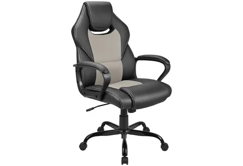 Zedelmaier Gaming Stuhl - Ergonomischer Gamerstuhl mit Wippfunktion (Grau) - Bürostuhl mit ergonomischem Design und verstellbarer Rückenlehne, ideal für langen Sitzkomfort beim Spielen oder Arbeiten. Robuste Konstruktion für Stabilität und Sicherheit.