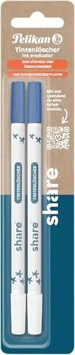 share Tintenlöscher – 2er Set Blister – Tintenkiller zum Korrigieren von königsblauer Füllertinte – Multi-Spitze löscht fein und breit – recyceltes Material