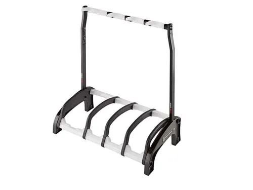 K&M 17534 Gitarrenständer Guardian 3+1 Schwarz - Ständer für mehrere Gitarren & Bässe, ideal für Akustik- und elektrische Gitarren, mit transluzenten Elementen für Nitrolack geeignet und sicherer Schutz durch spezielle Bügel.