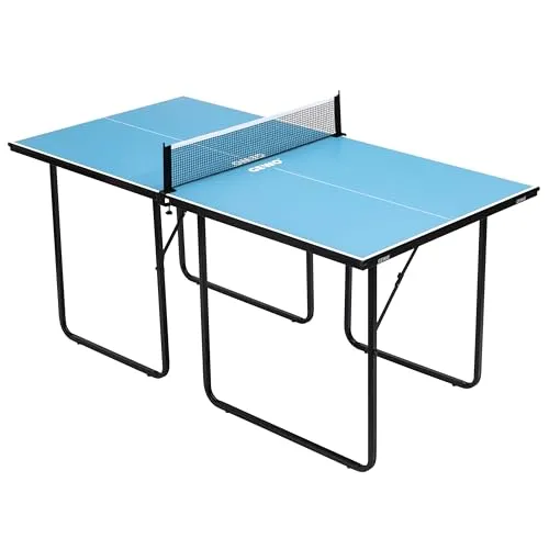 GEWO Midi Tischtennisplatte – kompakter Indoor Tischtennisplatte klappbar – Tischtennistisch klein für Zuhause, Büro & Hobbyspieler – Blau
